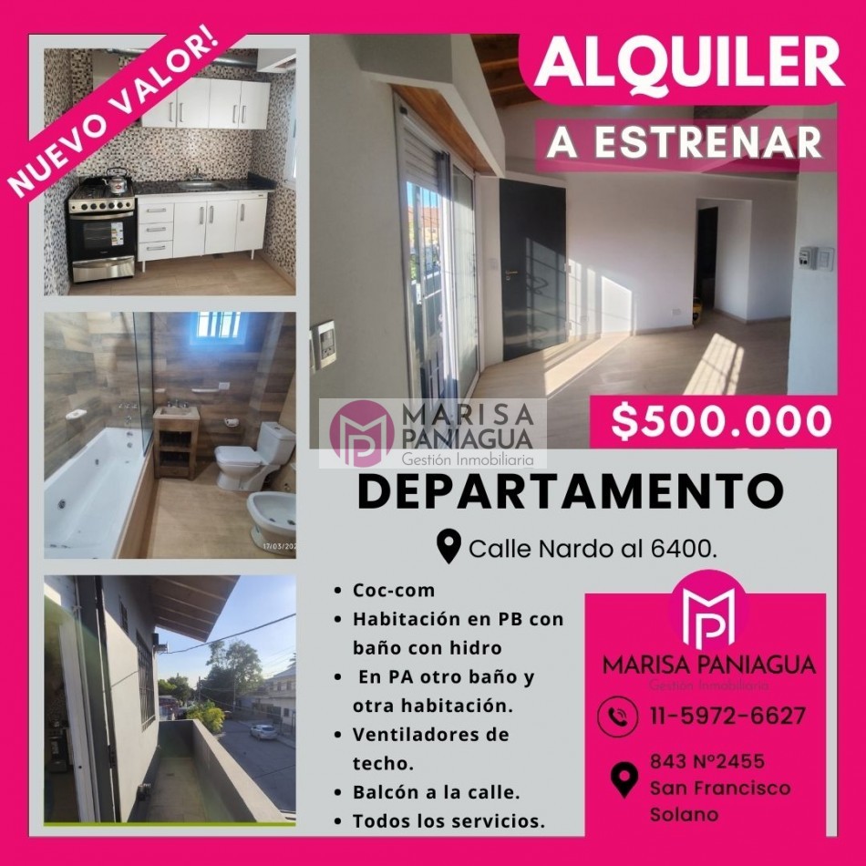 SE ALQUILA DEPARTAMENTO A ESTRENAR